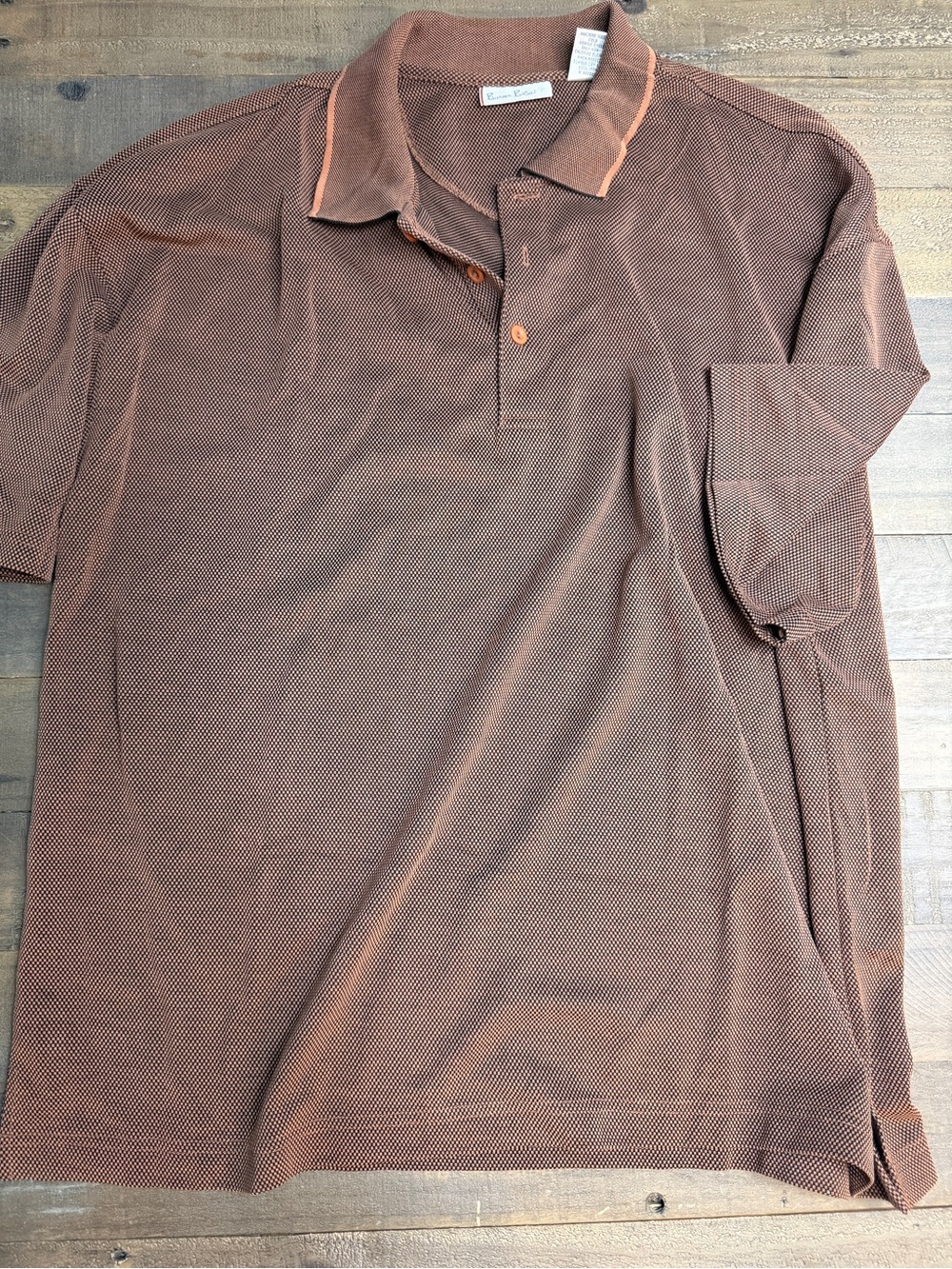 Burma Bibas XL Vintage Classic Men's Brown Polo with Subtle Texture